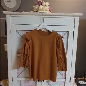 Zara Trafaluc 3/4 Sleeve Golden Mustard Top